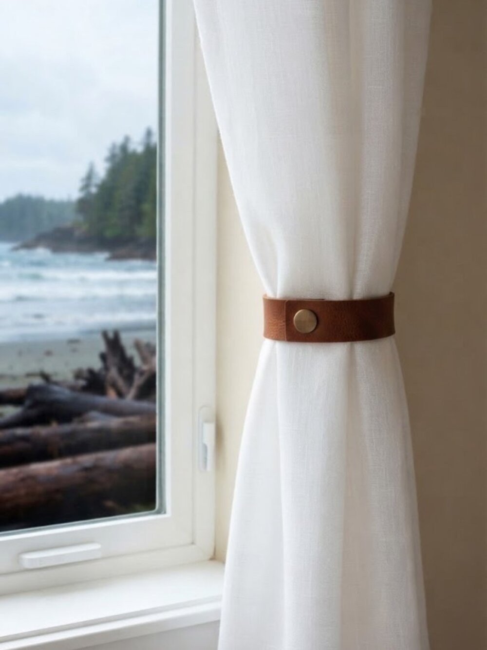 Leather Curtain Tie Back Pair - 8 Inches Long